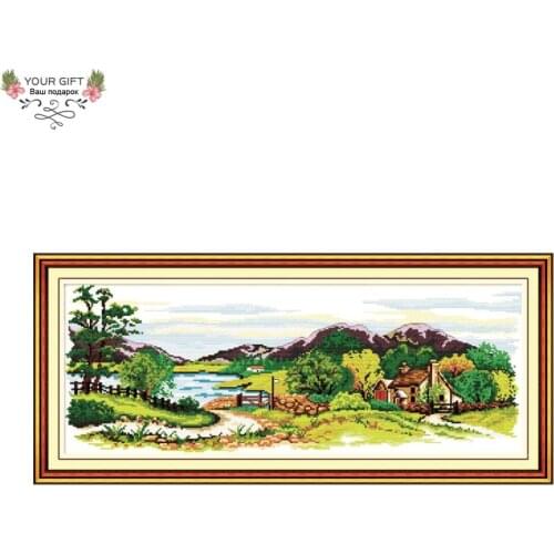 Joy Sunday F059 14CT 11CT Counted and Stamped Home Decor Land Of Idyllic Beauty Needlepoint Embroidery DIY Cross Stitch kits