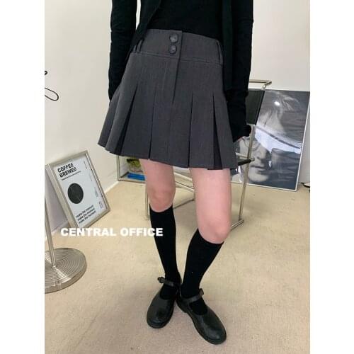 Korean Style Skirts High Waist College Double Buckle Pleated Short Skirt Girls Ultra JK Schoolgirl Uniform Skirt Slim Tight Hips