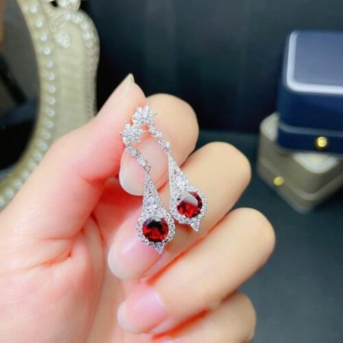 Jewelry 925 Silver Heart Ring with Gemstone 6mm Natural Garnet Silver Ring for Engagement Sterling Silver Garnet Ring