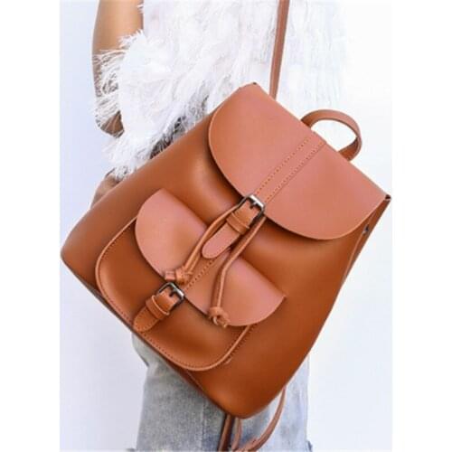Backpack PU Leather Bag For Women 2019 mochila feminina backpack women Teenage Girls School Bags Black