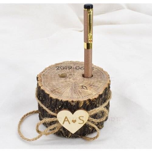 1PCS Pen Case Custom Logo New Couples Name Date Guide Word Wedding Marriage Forest Party Decoration Pen Holder