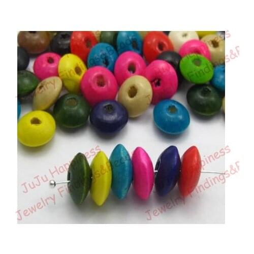 100pcs/lot Fashion 12*5mm Mix Color DIY Wood Abacus Beads Jewelry Finding Beads rnb125