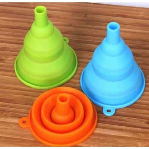 100pcs/lot, Portable Collapsible Silicone Retractable Funnel Hopper for Kitchen Home Garden