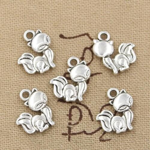 15pcs Charms Fox 15x14mm Antique Making Pendant fit,Vintage Tibetan Silver color,DIY Handmade Jewelry