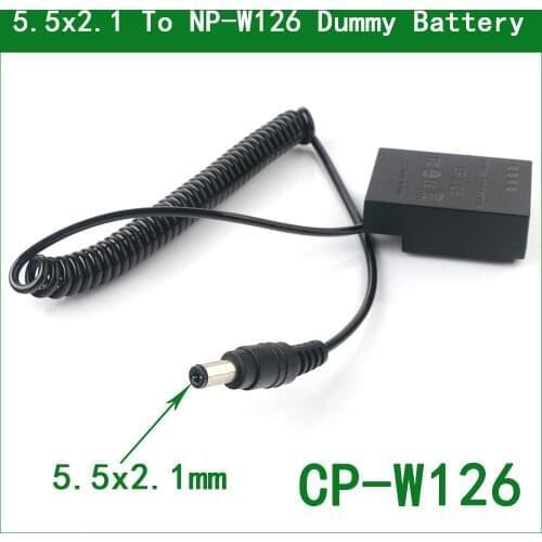 5.5x2.1 To CP-W126 DC Coupler Power Connector NP-W126 W126S Dummy Battery for Fujifilm X-A1 X-A2 X-A3 X-A5 X-A7 X-A10 X-A20 X-E1