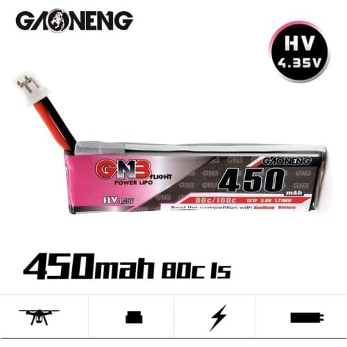 GNB 1S 3.8V 450MAH 80C Max 160C HV 4.35V Lipo battery for FPV Racing Drone M80S Tiny7 Beta75S Emax Tinyhawk Snapper7 Spare Parts