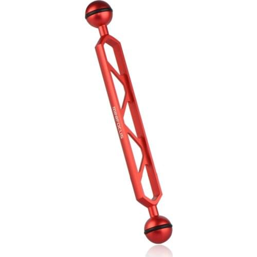 CNC Aluminum 8" Double Ball Arm Segment Extension for Underwater Housing Tray Connecting Diving Strobe Video Light Red