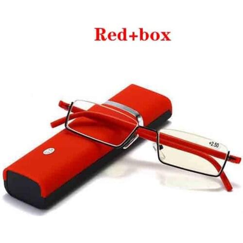 Anti Blue Light Half Frame Reading Glasses Men Women Portable High Quality With Case Reading Glasses Blue Black Red Eyewear AG35