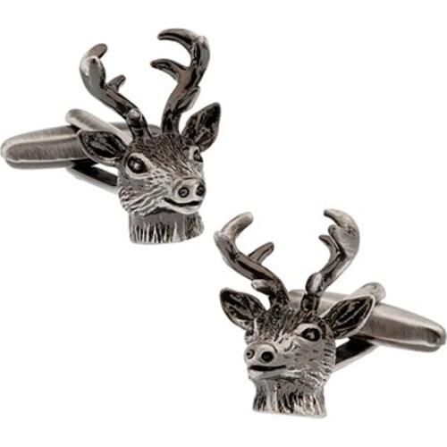 Free Shipping Deer Cufflinks Brass Material Vintage Black Plating Animal Design Cuff Links For Men