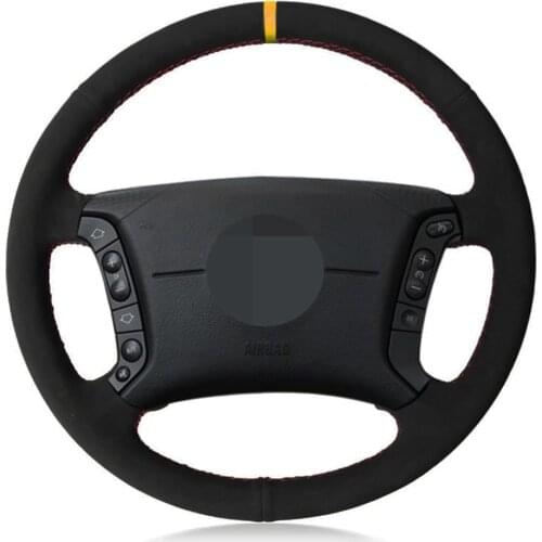 Black Car Steering Wheel Cover Genuine Leather Suede For BMW E36 1995-1997 E46 1998-2004 X3 E83 X5 E53 E38 1994-2001 E31 1996
