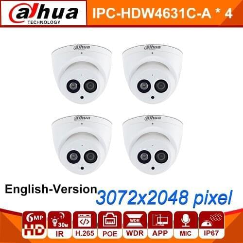 DH 6MP IP Camera IPC-HDW4631C-A Upgrade From IPC-HDW4431C-A POE Mini Dome Cam Built-in MIC CCTV Camera Metal 4pcs/lot Wholesale