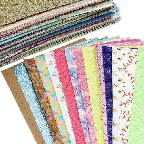 David accessories 20*33cm Printed 10pcs/set Synthetic Leather Set pattern in random For Bows Bags Phone Cover DIY,1Yc10889