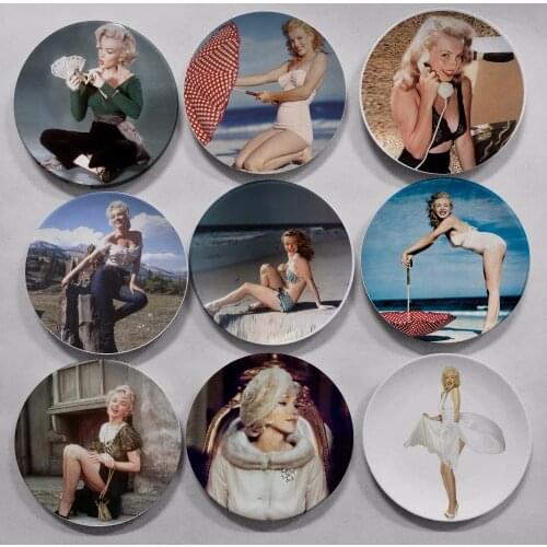 Marilyn Monroe Plate Decorative Plate Wall Hanging Dish Wall Plate Poster Wall Dish Home Decor Creative Ceramic Craft Wallpeper