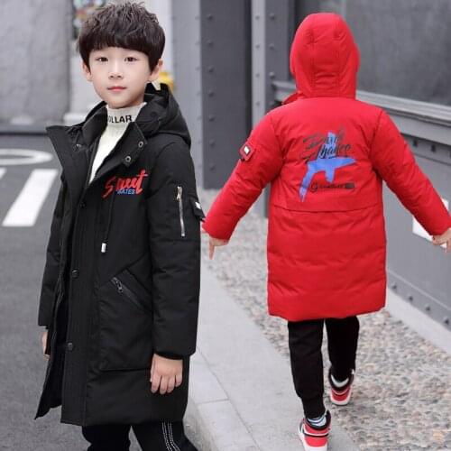 FYH Children Parka Hooded Boys Winter Jackets Kids Clothing Big Boys Warm Down Coat Cotton-padded Thickening Outerwear 5-15Y