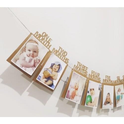 1st Birthday 12 Months Bunting Garland Photo Banner Baby Birthday Party Decor Kids First Birthday Boy Party Decoration