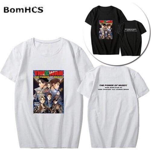 BomHCS Kpop EXO Cotton t shirt Fourth Album THE WAR The Power of Music Fans Gift Summer Short Sleeve Tee Tops