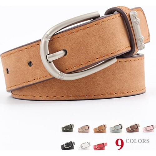 Personality Alloy Pin Buckle Belt Women Imitation leather Belt New Retro Quality Solid Color Casual Pants Decoration Women Belts