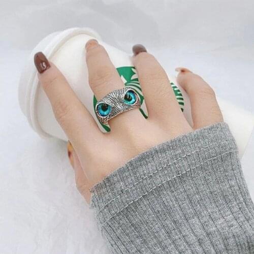 Punk Owl Ring for Women Girl Lovers Retro Animal Open Adjustable Rings Statement Men Gothic Ring Jewelry Gift