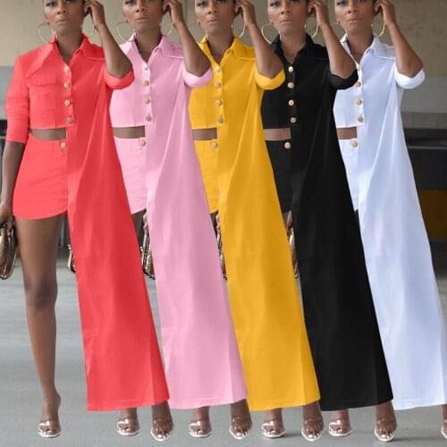 Two Piece Set Women Clothes African Dresses for Womens 2021 Summer Outfits Party Long Tops Maxi Dress Suits Femme Shorts Sets