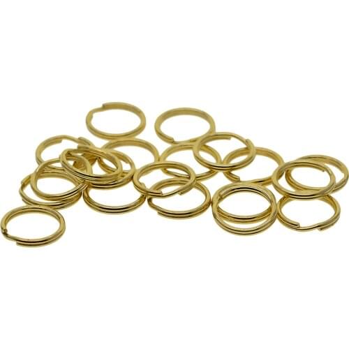 20 Pcs 15mm High Quality Round Solid Brass Split Key Ring Chain Hook Hardware Keychains for DIY Accessories