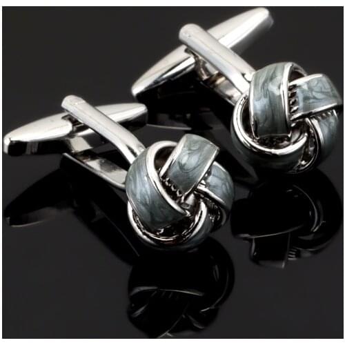 Fashion brand mens shirts Cufflinks Cuff laser metal grey Cufflinks Wedding Gift wholesale retail twist knot