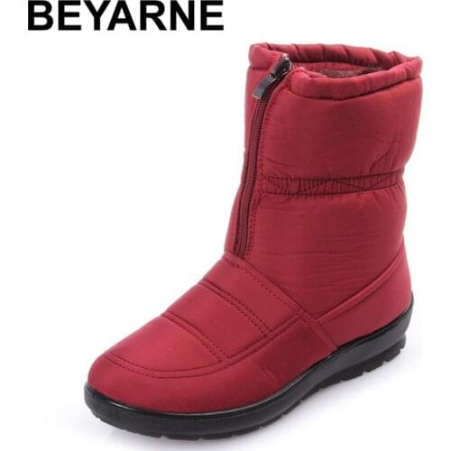 Fashion Winter Women Boots Female Waterproof Zip Ankle Boots Down Warm Snow Boots Ladies Shoes Woman Botas Mujer Plus Size 35-42