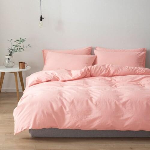 Fashion Japanese Style Comforter Bedding Set Simple Pink Blue King Queen Full Single Size Bed Linen Duvet Cover Sheet Pillowcase