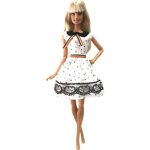 NK 1 Pcs White Doll Skirt Newest Princess Dress Daily Casual Wear Outfit Black Lace for Barbie Doll Baby Accessories 287A 3X
