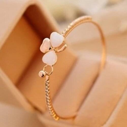 New design exquisite luxury small sweet wind three leaves clover full opal bangle mix wholesale Free Shipping