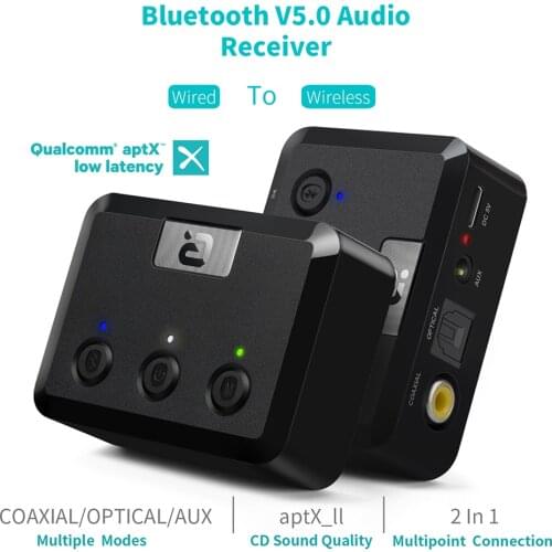 Optical Coaxial Bluetooth Receiver 5.0 aptX LL 3.5mm Jack Aux RCA Wireless Adapter Music for TV Car Bluetooth 5.0 Audio Receiver
