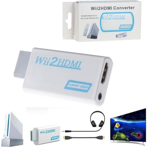 Full HD 1080P Wii to HDMI-compatible Converter Adapter Wii2 HDMI-compatible Converter 3.5mm Audio for PC HDTV Monitor Display