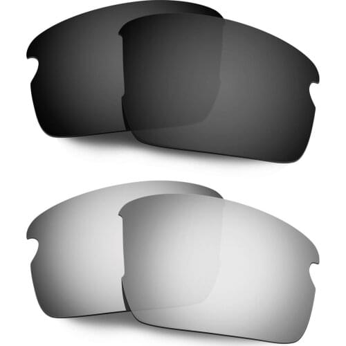 HKUCO Polarized Replacement Lenses For Flak 2.0 Asian Fit OO9271 Sunglasses Black/Silver 2 Pairs