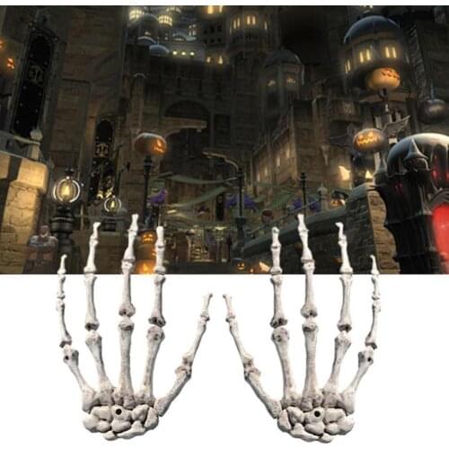 1 Pcs Realistic Halloween Scary Props Skull Skeleton Hand Bone Haunted House Secret Room Bar Decorations Adult Scary Props