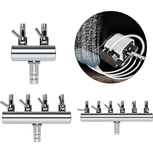 Stainless Steel Adjustable Aquarium Air Splitter Regulater Fish Tank Air Flow Control Check Valve 8mm Inlet 4mm Outlet