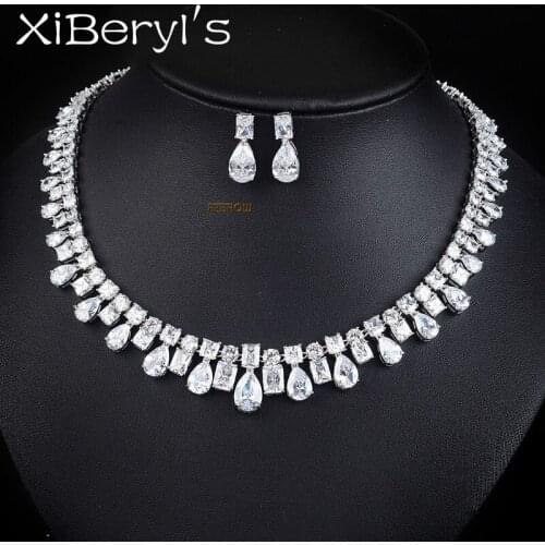 XiBeryl’s High-end Luxury Bridal Wedding Necklace Set Zirconia Earrings Set Women’s Jewelry Set For Party