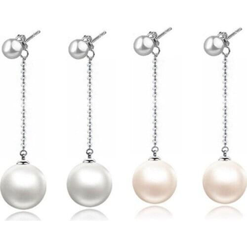 Yingwu Pearl Earrings White Pearl Tassel Pearl Jewelry Drop Earrings 925 Sterling Silver Jewelry For Woman 50pairs Lot Wholesale