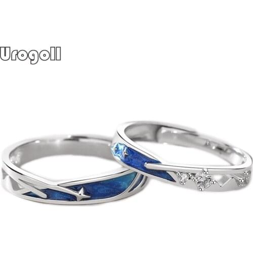 Fine Jewelry CZ Ring 925 Sterling Silver Rings Gift For Men Women Romantic Wedding Geometric shape Couple Ring Jewelry