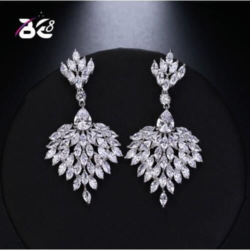 Be 8 2018 Luxury New Earrings Torch Shape Water Drop AAA+ Zirconia Earings Fashion Bridal Earrings 2017 Wedding Jewelry E493