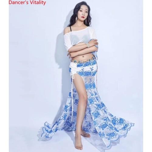 Belly Dance Suit Female Adult Elegant Top Practice Clothes Summer Temperament Long Skirt Performance Clothing Set woman