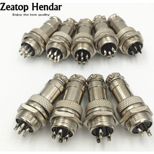 1Set GX16 XLR 16mm 2 3 4 5 6 7 8 9 10 Pin Female Plug Male Chassis Mount Socket Aviation Connector High Quality