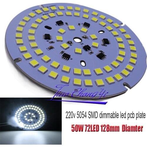 1pcs AC220v dimmable led pcb SMD 5054 50W 72LED integrated ic driver White Light Source For LED Bulb