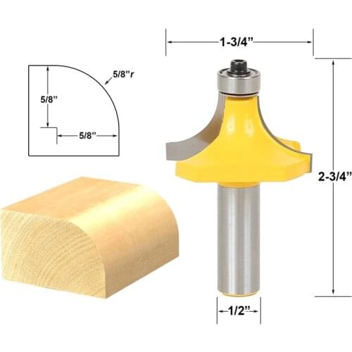 1pcs Round Over Edge Forming Router Bit - Radius: 5/8" - 1/2" Shank