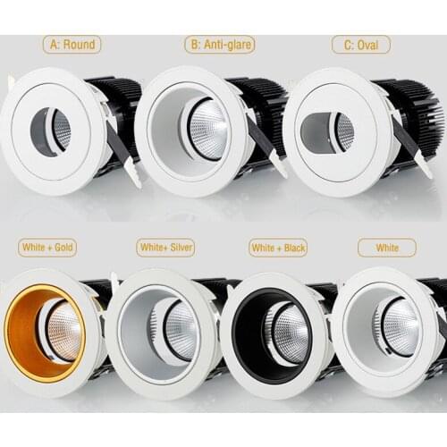 10pcs/lot 5W 7W 12W 20W COB LED Downlight Indoor Hotel Recessed Ceiling Spots Anti-glare Project Lamp Wall Wash Light