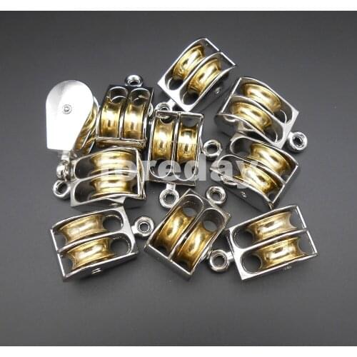 10PCS X 52MM Swivel Pulley Sheave Rigging Metal Lift Hoist Rope Hanging Lifting Wheel Fixed pulley Double 180kg 10PCS/LOT *FD098