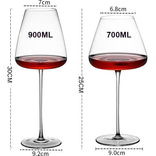 2PCS 700ML/900ML Lead-free Crystal Wine Glass Set Household Big Belly Burgundy Goblet