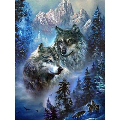 5D DIY Full Round/Square Diamond Painting Animal Wolf Cross Stitch 3D Embroidery Rhinestone Mosaic Home Decor Gift Y375
