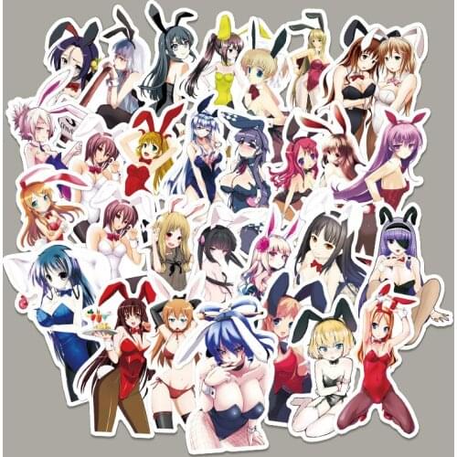 61 Sheets/pack Cute Rabbit Girl Anime Stickers Japanese Sex Girl Large Cartoon Decorative Stickers Stationery Supplies