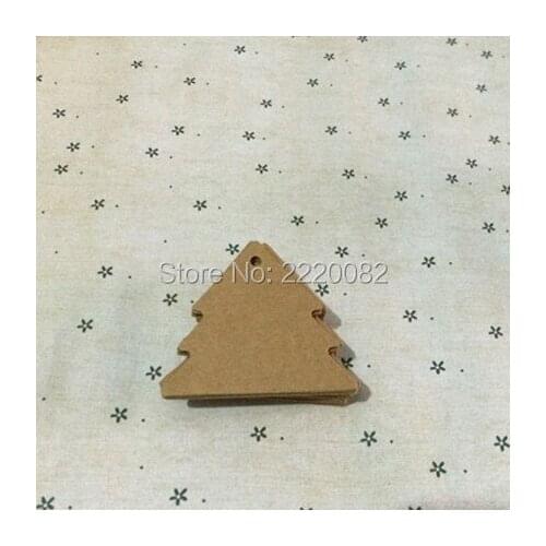 6x5.3 cm 350 gsm christmas tree shape blank kraft hang tag/garment swing tag/DIY tags/gift card/matt paper tags