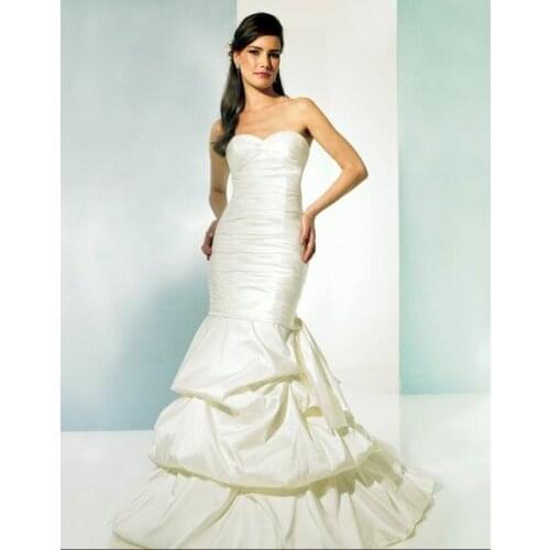 Casamento decor victorian dresses Taffeta mermaid Soft sweetheart open back drop waist train see through custom wedding dress