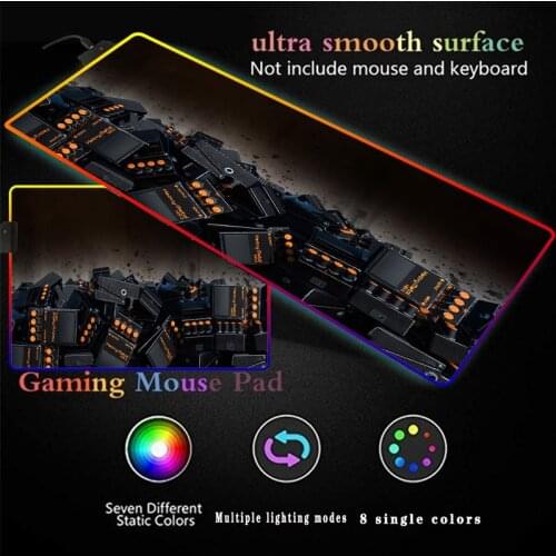 Black Personality RGB Gaming Mouse Pad 90X40/30X80CM LED Light Computer Mousepad XXL Gamer Desk Mat Pad for PC Keyboard Laptop